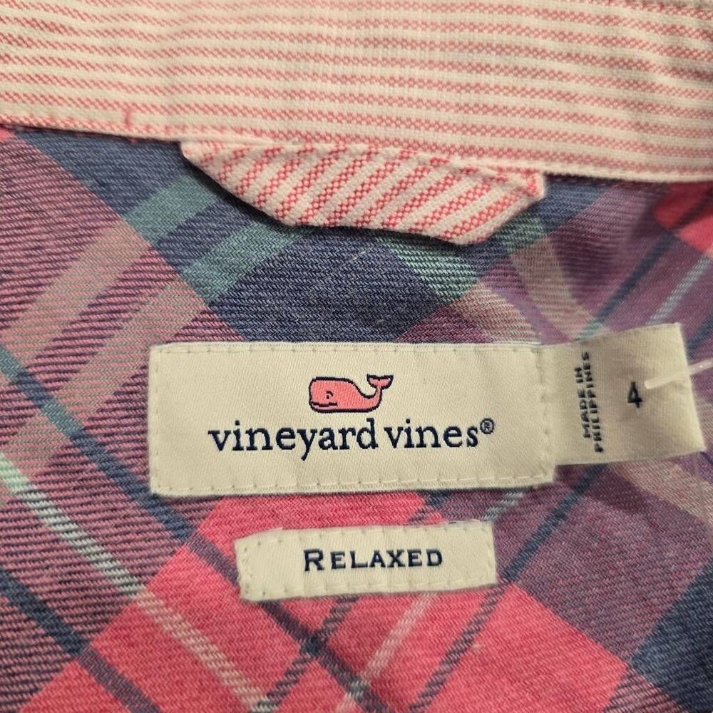 Vineyard Vines Pacific Plaid Chilmark Relaxed Button Down Shirt Womens 4 Stretch - Picture 5 of 7